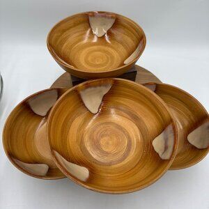 Vintage Sango Splash 4951 China Set of 4 Large Cereal / Pasta Bowls and a Servin